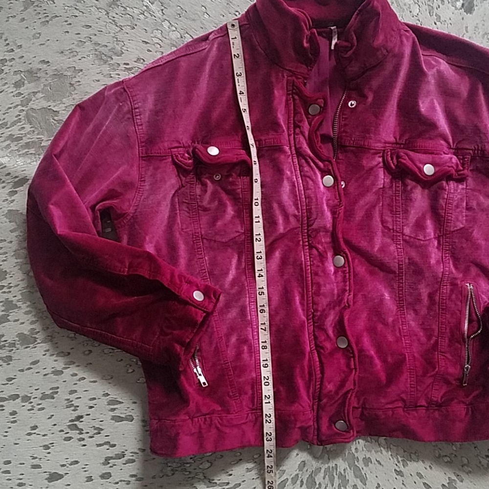 Free People Velvet Trucker Pink Jacket M/L - Picture 8 of 12